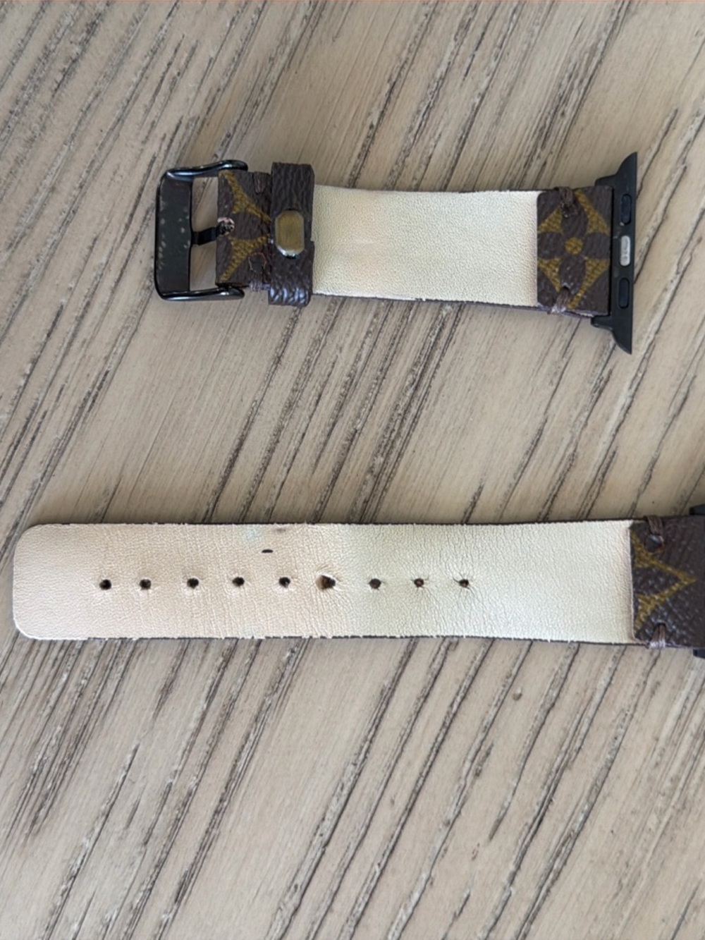 Louis Vuitton Monogram Leather Watch Strap in Brown and Gold - Picture 3 of 3